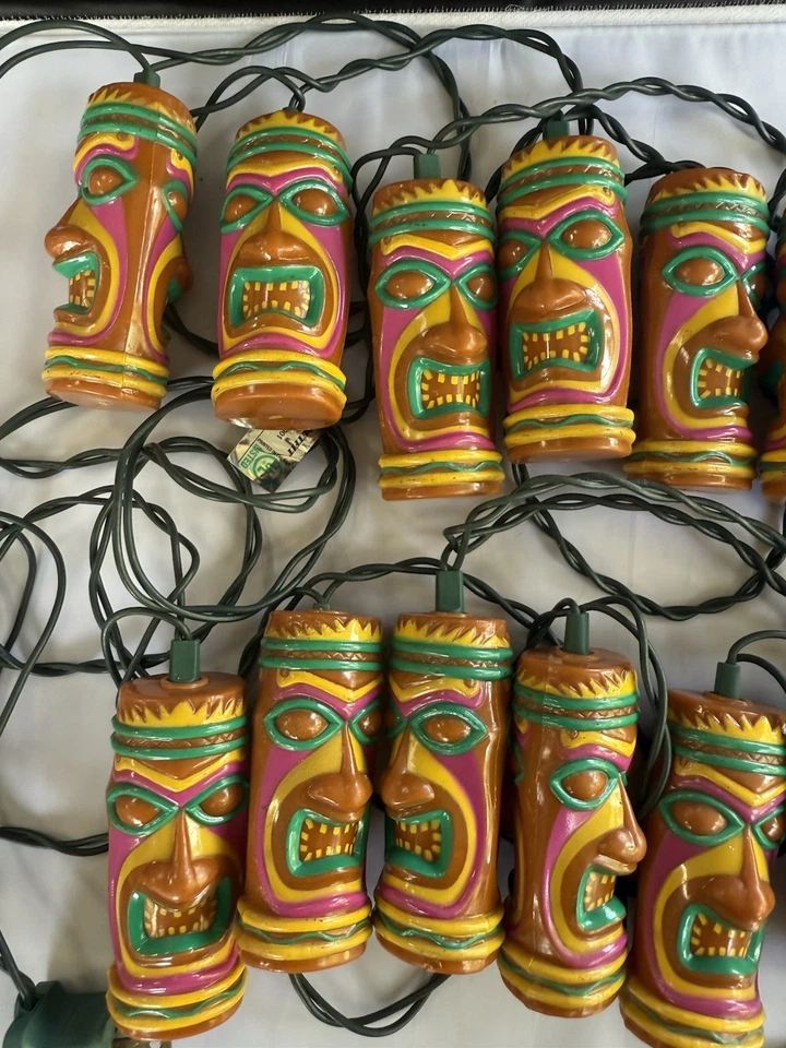 Lote Retro de 23 Tiki Bar Fiesta Soplado Molde Cadena Luz 3 1/2" Con Luces Foto 2 de 4