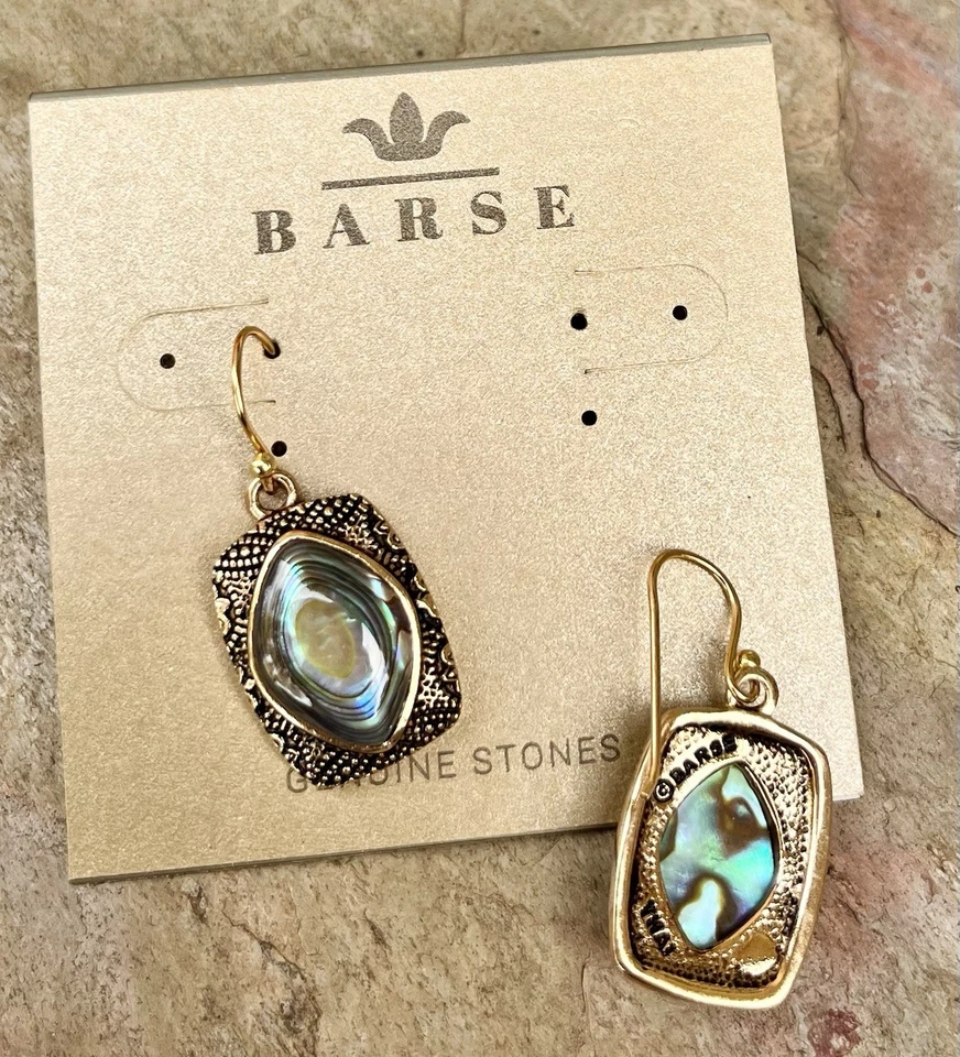 Pendientes colgantes Barse nuevos con etiquetas verde azul abulón bronce dorado Foto 3 de 4