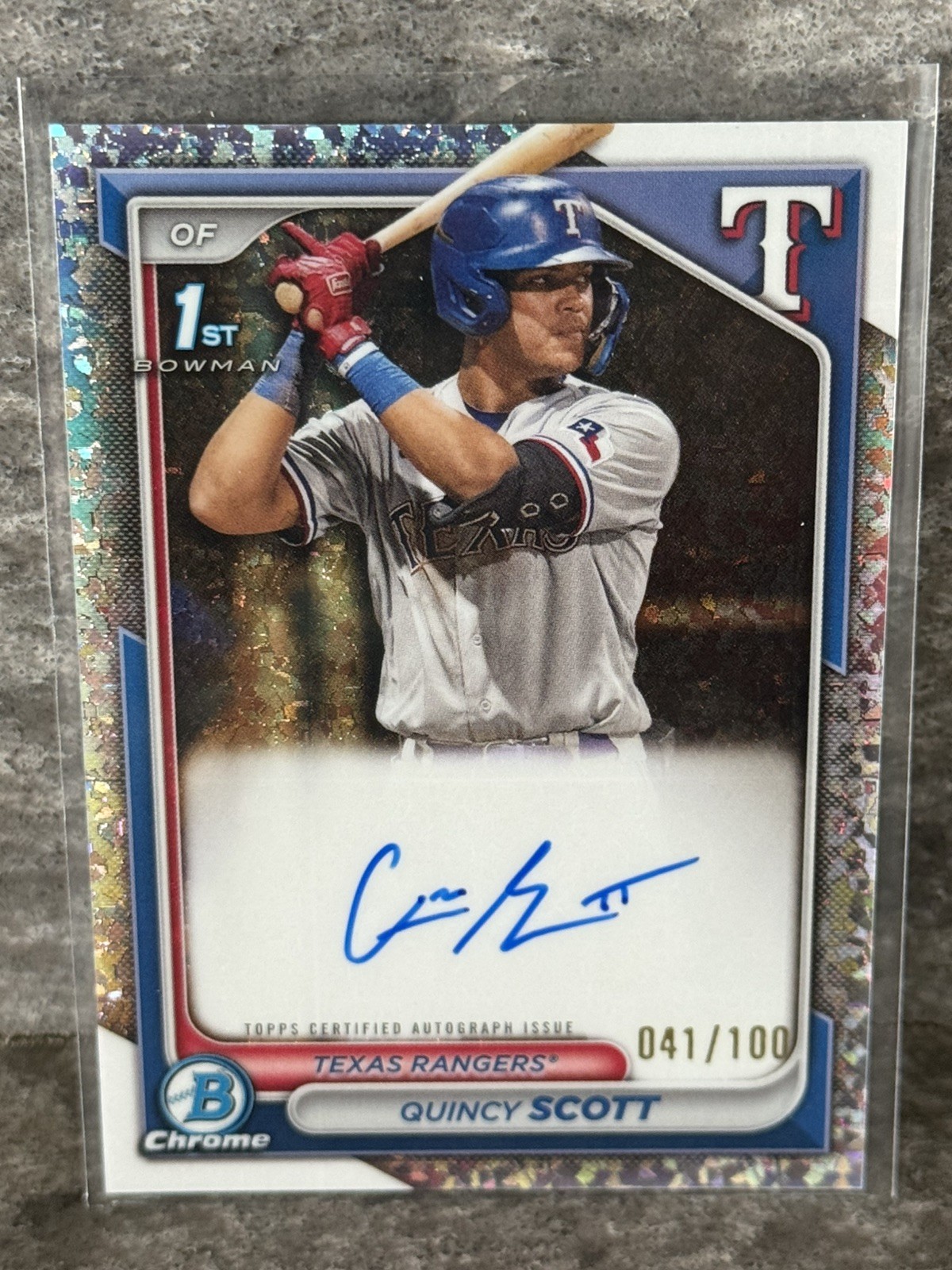 2024 Bowman Chrome Prospects Autograph #CPA-QS Mini Diamond QUINCY SCOTT /100