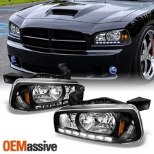 Fit 2006-2010 Dodge Charger Black Led Headlights Wcorner Lamps 06 07 08 09 10 Fit 2006-2010 Dodge Charger Black Led Headlights Wcorner Lamps 06 07 08 09 10