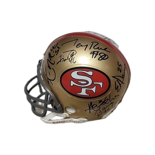 SAN FRANCISCO 49ERS  SIGNED MICRO HELMET RICE, YOUNG, JONES, W/COA LTR HOF