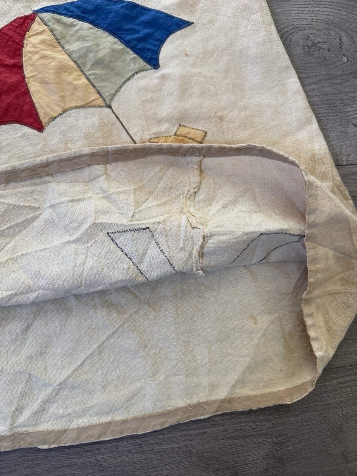 1930s Handmade Cotton Patchwork Mod Umbrella Appl… - image 3