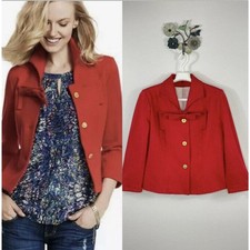 Cabi Beau Red Jacket Blazer 3 Button Lined Style 3035 3/4 Sleeves Bow Size 6