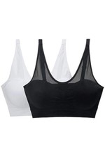 Rhonda Shear Women's 2-pack Mesh Neckline Ahh Bra Black/White