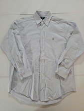Ralph Lauren Yarmouth Men's Shirt 16 34/35 Blue White Check Cotton Oxford L/S