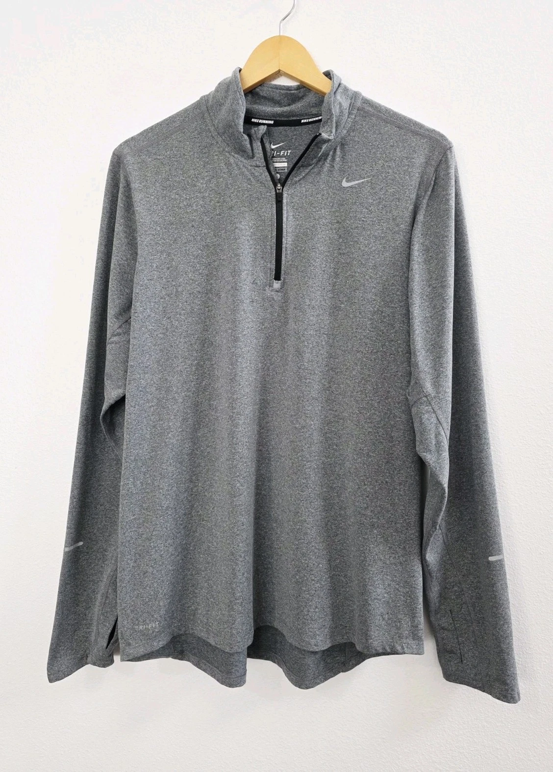 Nike Running Dri-Fit Quarter Zip Long Sleeve Athletic Top Men's Size Large Gray