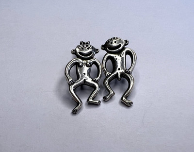 Vintage Jenavi Silver Earrings Boy and Girl Set