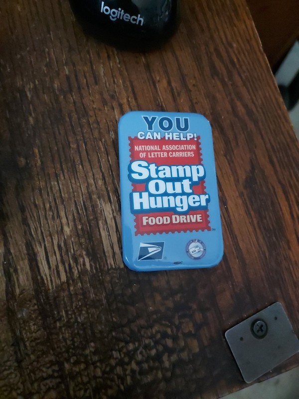 USPS Employee pin food drive Stamp out Hunger Mail Pinback Button nalc