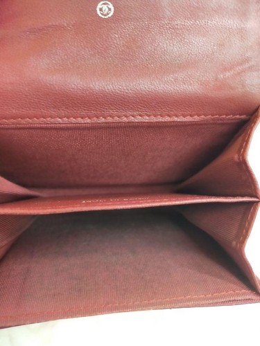 Chanel Leather Folding Wallet Red Coco Mark Rare Vintage elegant C181 used - Picture 7 of 15