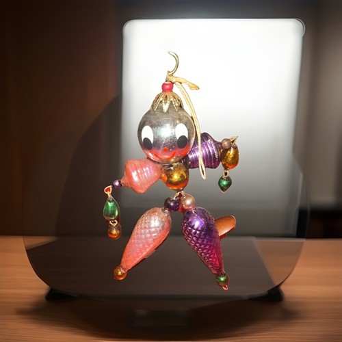 Christopher Radko anni '90 Wiggle Man Clown con porta luna ottimo ornamento vintage - Foto 2 di 5