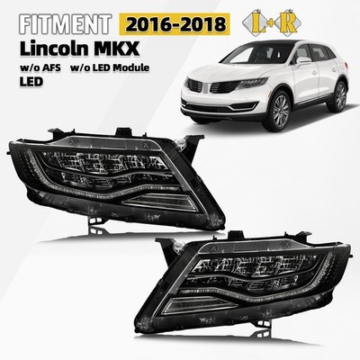For 2016-2018 Lincoln MKX LED Headlight w/o Auto Leveling Left+Right Pair