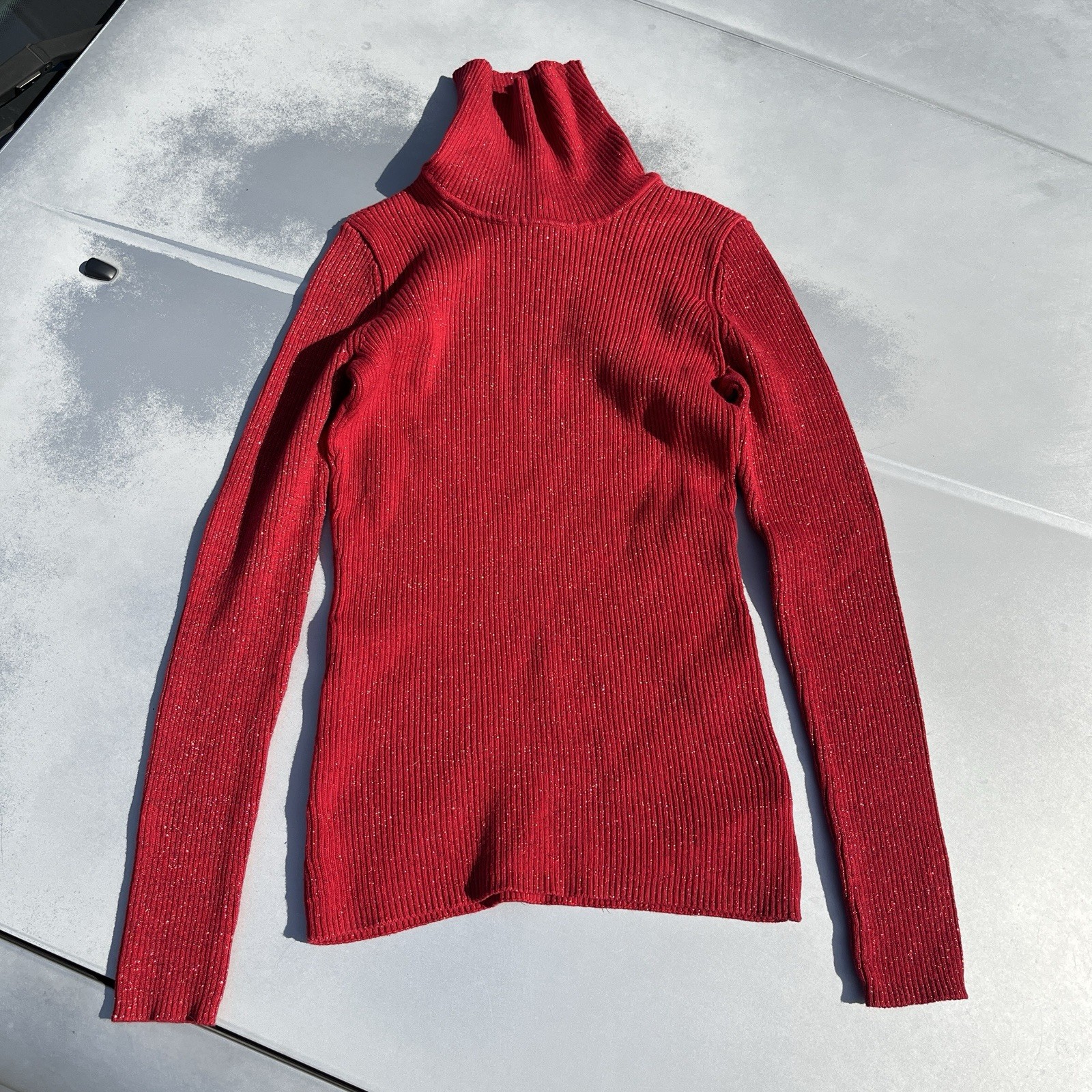 Basic Editions Sparkle Ribbed Knit Turtleneck Pul… - image 1