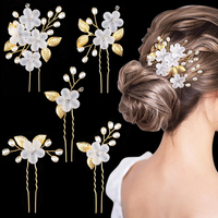 5 StüCk Hochzeit Haarnadeln, Blumen Perlen Braut Haarschmuck Silber Brautschmuck