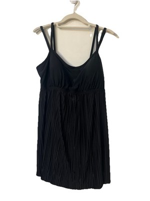 GREAT LENGTHS Swim Dress 18W Black V Neck & Back Swimsuit 1 Piece Beach Vacation