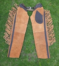 Real Leather Western Chaps   Cowboy Rodeo Outfit with Fringe