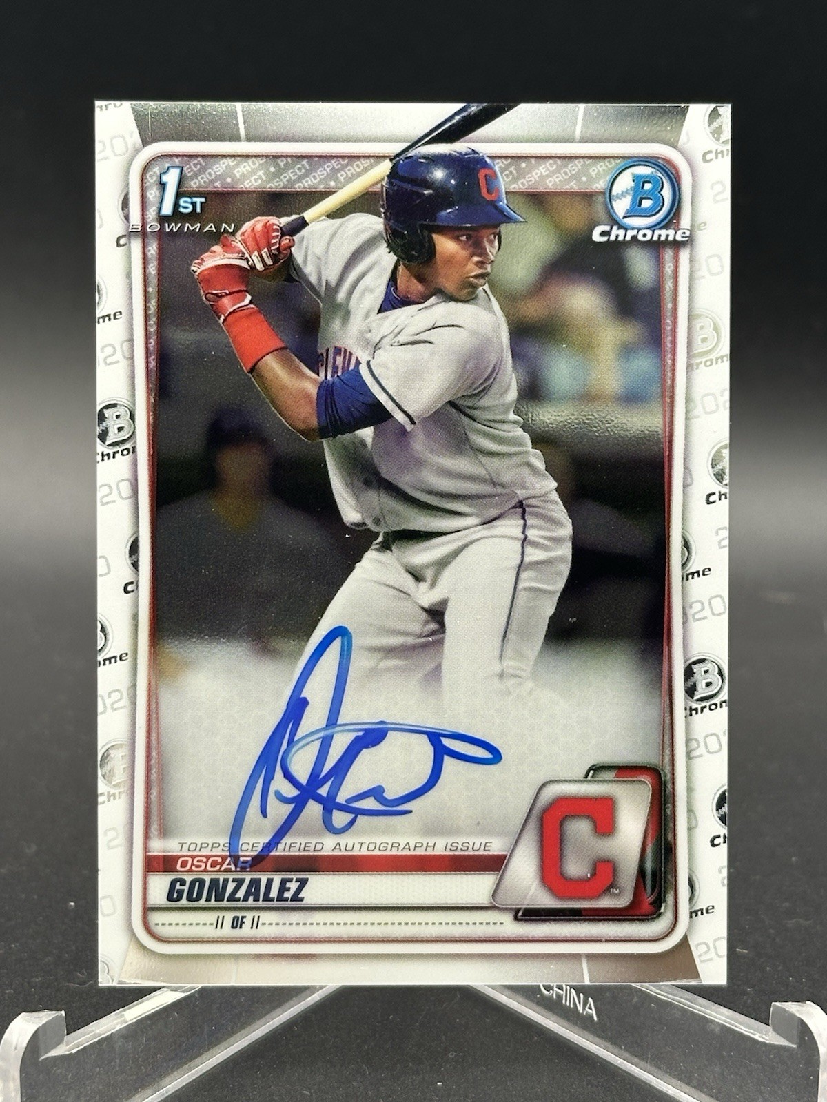 Oscar Gonzalez 2020 Bowman 1st Chrome Auto Cleveland Guardians #CPA-OG BD8