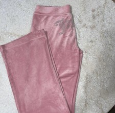 Juicy Couture y2k Pink velour rhinestone bling Pants Size Large