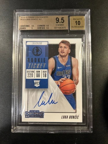 LUKA DONCIC 2018-19 CONTENDERS ROOKIE TICKET AUTO RC SP BGS 9.5/10 GEM MINT #122