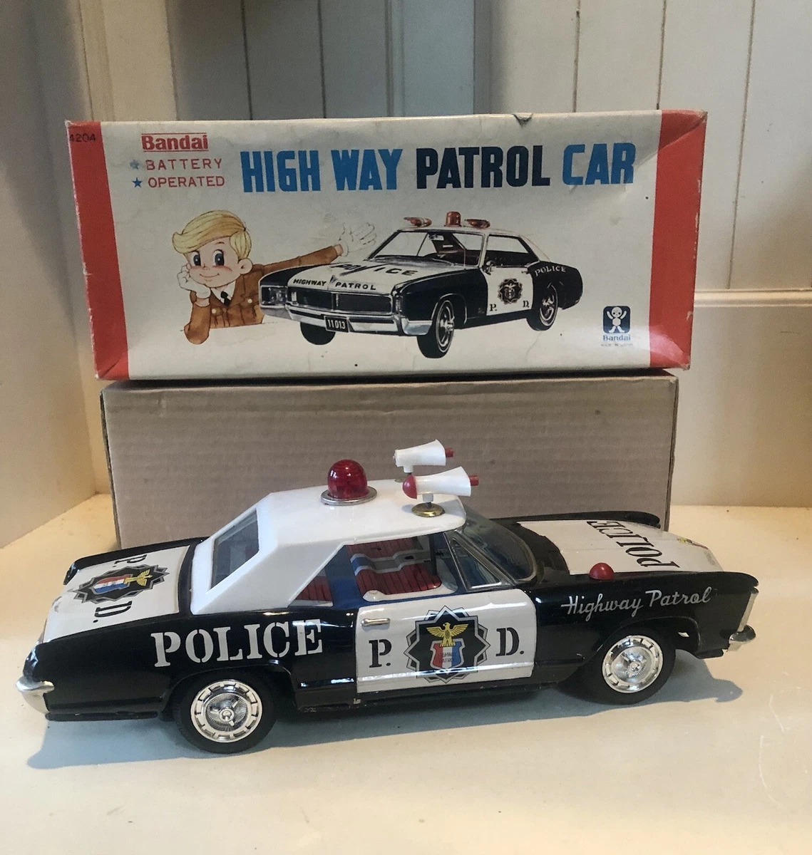 Vintage Police Highway Patrol Tin Toy Car Japan With Box eBay