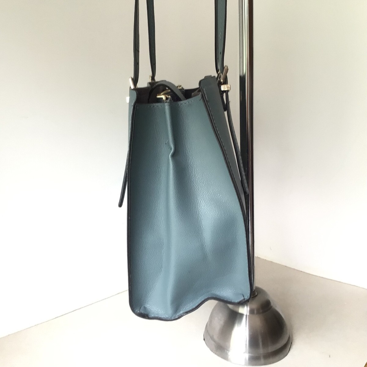 H&M LARGE BLUE TURN LOCK SHOULDER TOTE BAG HANDBAG EXCELLENT