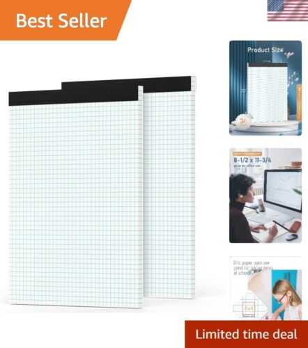 Versatile Graph Paper Notebooks - 2-Pack, 8.5 x 11, Ideal for Engineering & Math