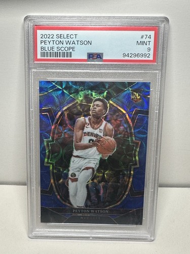 2022-23 Panini Select #74 Peyton Watson Blue Scope Prizm /249 Psa 9