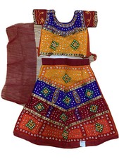 4-5 yr LEHENGA CHOLI LEHNGA GIRLS Orange RAJASTHANI INDIA-NEW-3 PC-USA SELLER