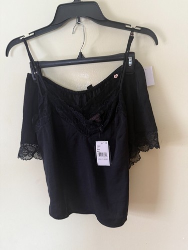 Midnight Bakery Women's Astrid Solid Hammered Black Lace 2 Piece Lounge Set S - Picture 3 of 6
