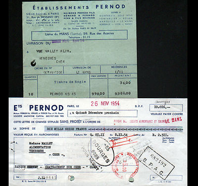 Depot von LE MANS (72) & PARIS (VIII°) DISTILLERIE ''Ets. PERNOD'' um 1954