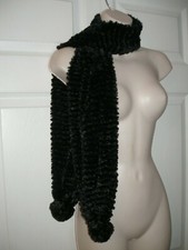 Women's Black Faux Fur Neck Scarf with Tip Balls Winter Neck Warmer New