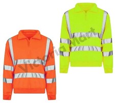 Hi Vis Half Zip Reflective Sweatshirt High Visibility High Neck Security Jumper