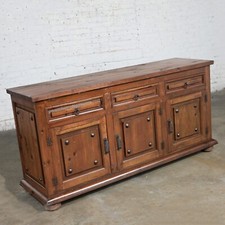 Vintage Spanish Revival Style Carved Wood Credenza / Sideboard — listing 3