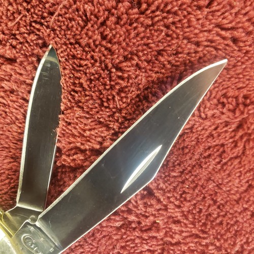 Case XX Bass Pro Amber Bone Peanut USA 6220 SS Two Blade Folding Pocket Knife - Picture 11 of 14