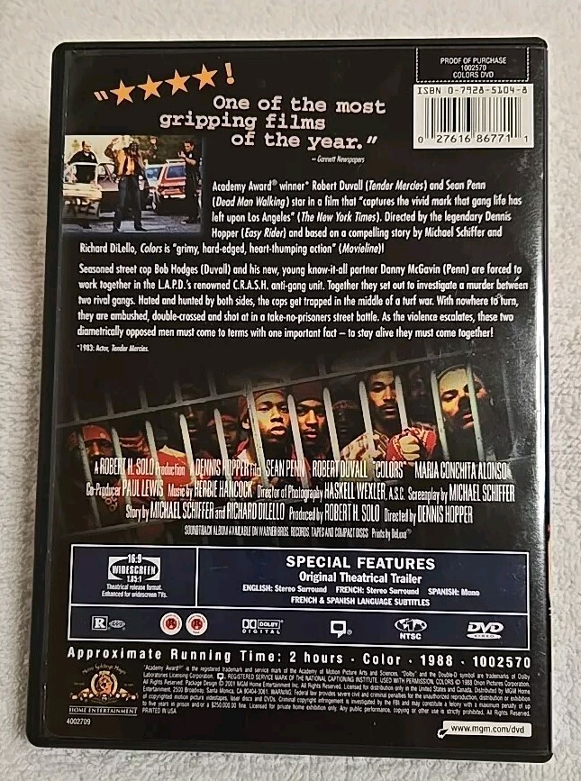 Colors 1988 (2001 MGM Home Entertainment DVD Dennis Hopper Rated R