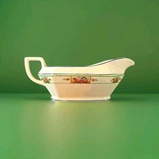 Vintage Homer Laughlin Gravy/Sauce Dish-Green,Light Blue,Pink Roses-Made in USA!