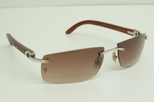 Authentic Cartier Rimless Bubinga Wood 