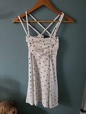 Pretty Little Thing Size 6 White Spot Sleeveless Dress (324/79/v)