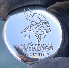 Minnesota - Vikings - Football - NFL - 1 Troy Ounce - 999 Fine Silver