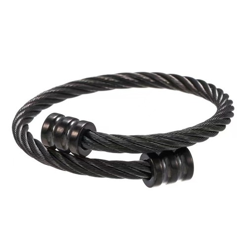 Men Stainless Steel Black Cuff Bangle Bracelet Punk Retro Biker Jewelry Gift - Picture 3 of 3