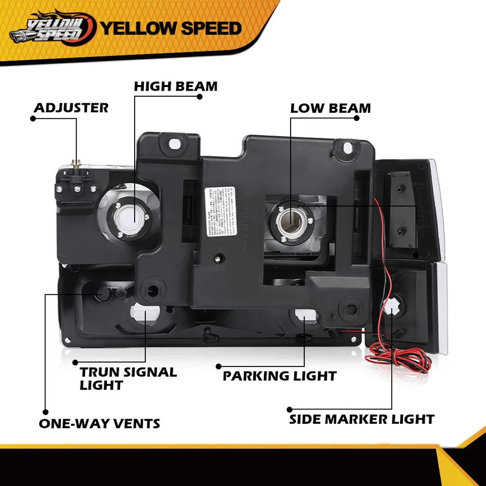 Faros de tubo LED negros aptos para Chevy GMC Sierra C/K Silverado 88-98 Foto 4 de 4