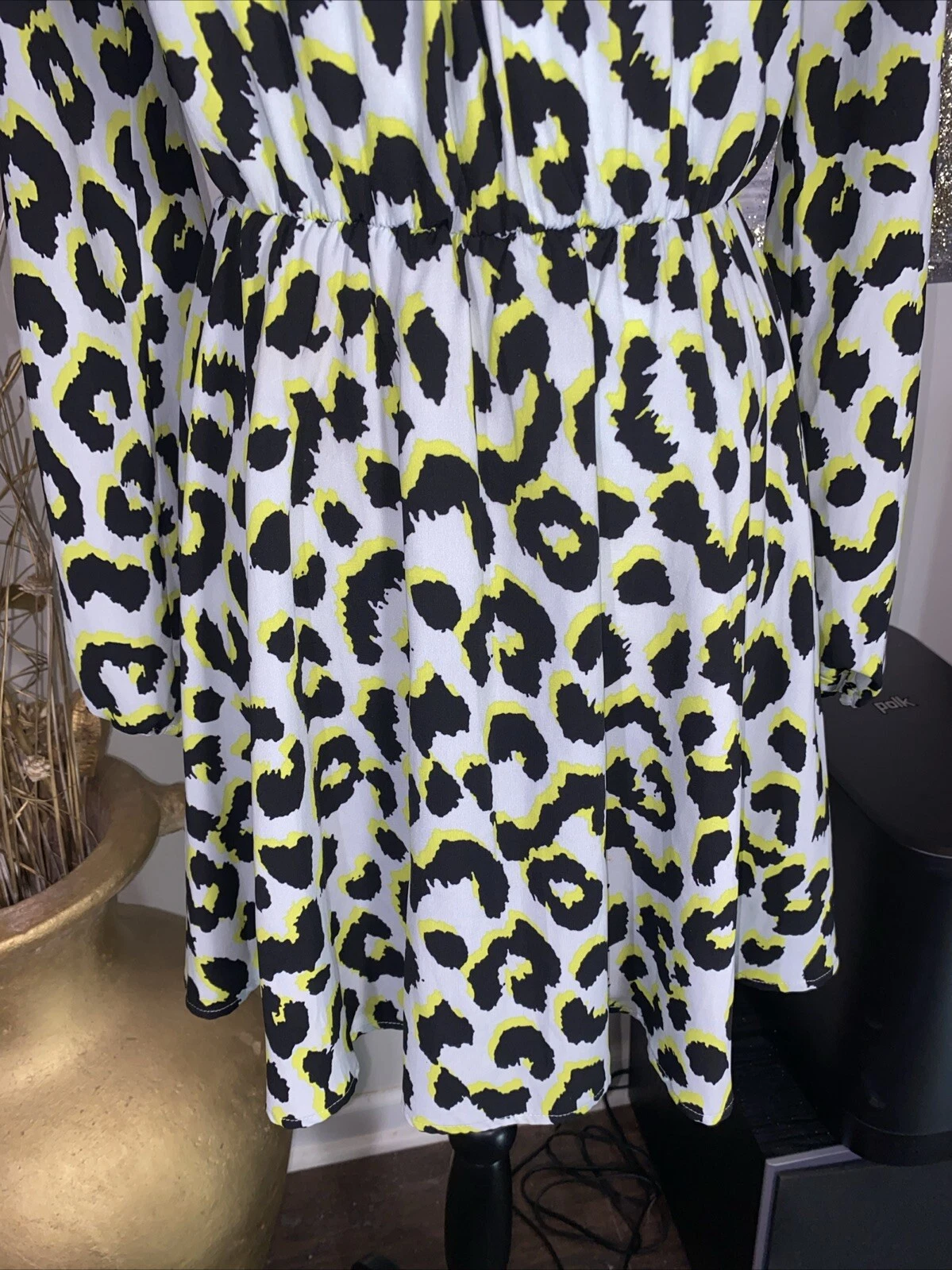 VETEMENTS Abito corto Gianni Bini multicolore manica lunga scollo a V taglia small vita elasticizzata