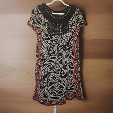 Floreat Anthropologie Abelia Shift Dress Beaded Embroidered Mosaic Print Small