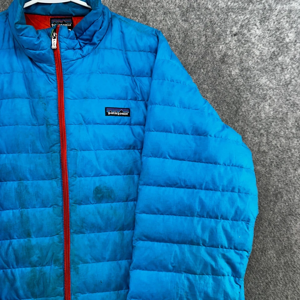 Patagonia Jacket Mens Large Blue Logo Full Zip Pockets Lined Nano Puffer Coat - Image 3 of 4