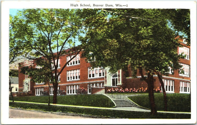 High School Beaver Dam Wisconsin WI Postcard C37