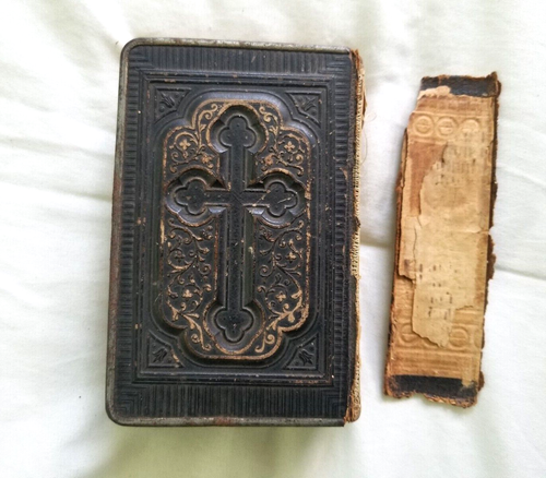 1896 Catholic Prayer Book in Polish Embossed Cover 'Aniol Stroz Katolika' VTG - Foto 10 di 10