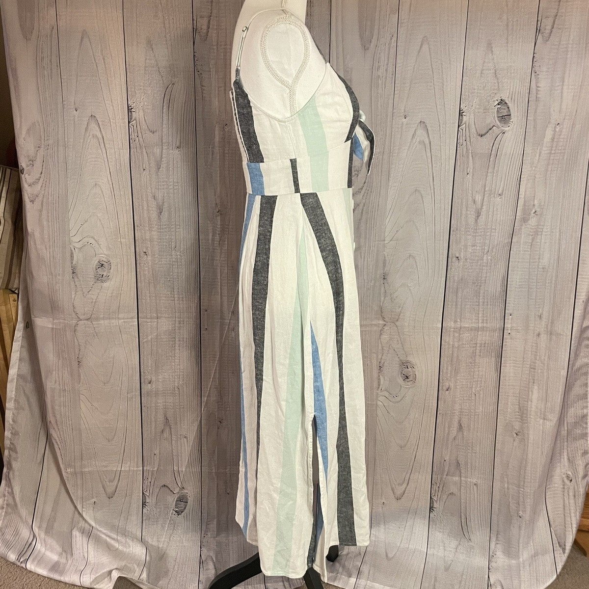 BP by Nordstrom Sundress, Small, Linen Blend, NWT, Striped, Size Zip, Slits  | eBay
