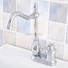 Chrome Brass 4  Centerset Deck Mount Swivel Kitchen Sink Basin Faucet Tap