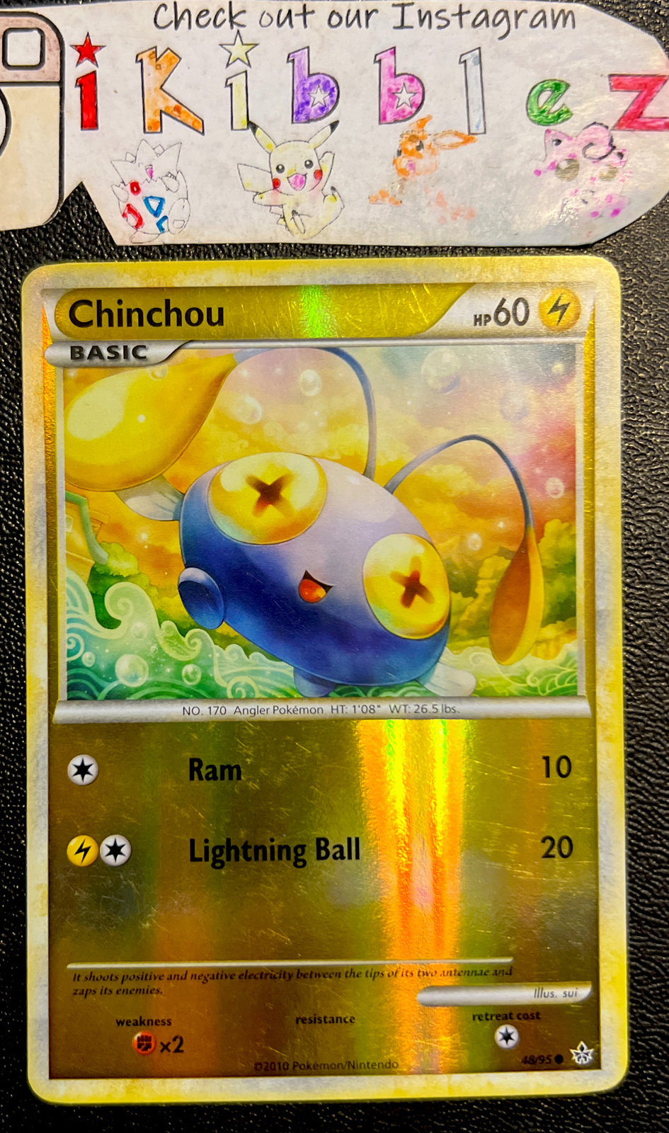Chinchou 48/95 LP Reverse Holo Unleashed Pokémon Card!