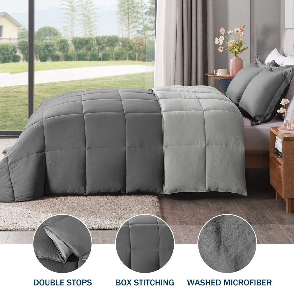2PCS Twin Size Comforter Sets Ultra Soft Washed Microfiber Comforter