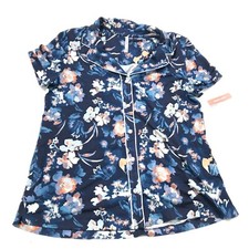 soma Size M Cool Nights Printed Short-Sleeve Notch Collar Phantom Floral Navy